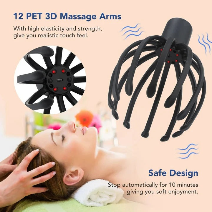 Electric Head Massager USB Rechargeable Octopus Vibration Tool