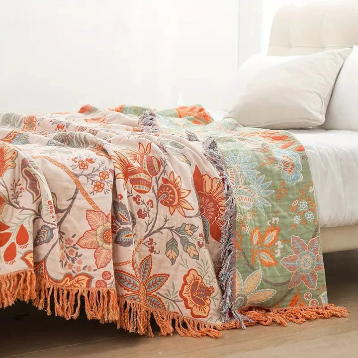 Cotton Blanket with Boho Pattern