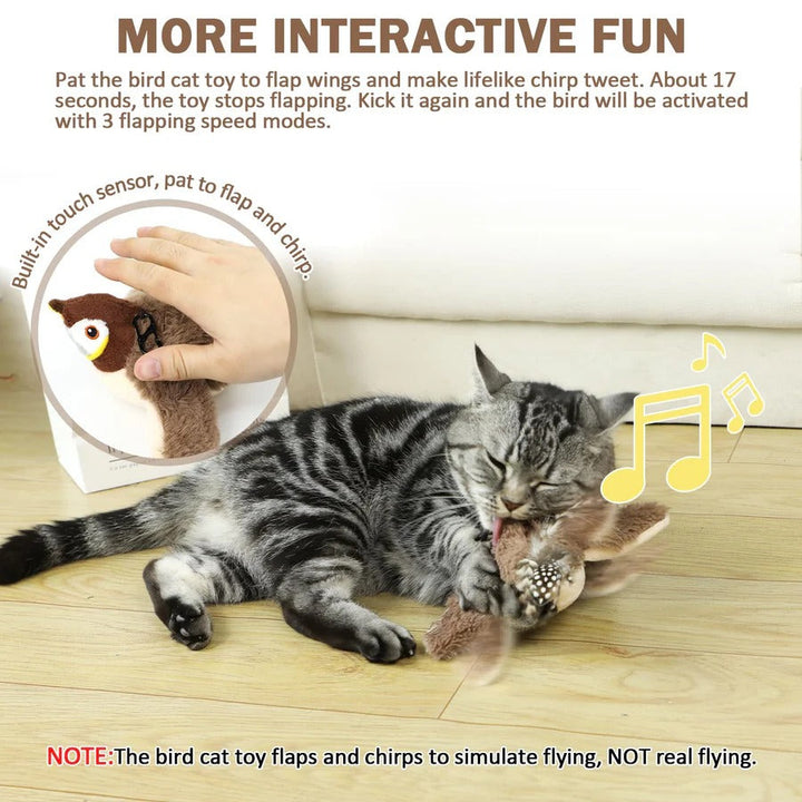Pet Electronic Flying Bird Toy with Flapping Wings and Hanging Cord