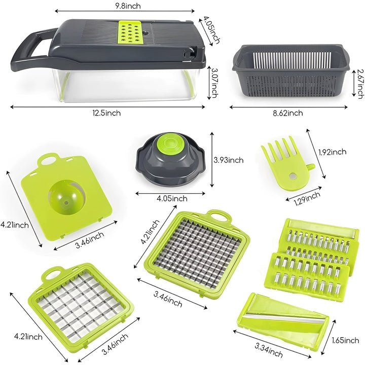 Multi-Function Vegetable Slicer with Storage Container and Safety Grip