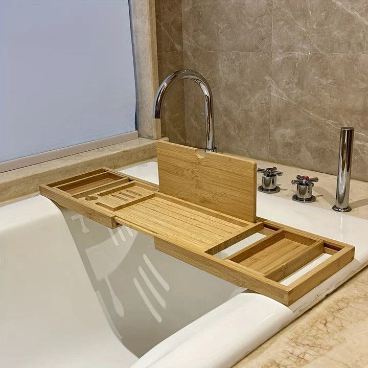 Bamboo Bathtub Tray Adjustable Expandable - Lenila