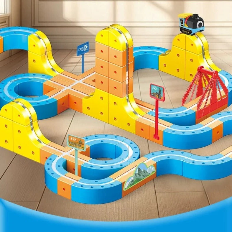 Kids Stem Building Kit Magnetic Electric Railway Educational Set - Lenila