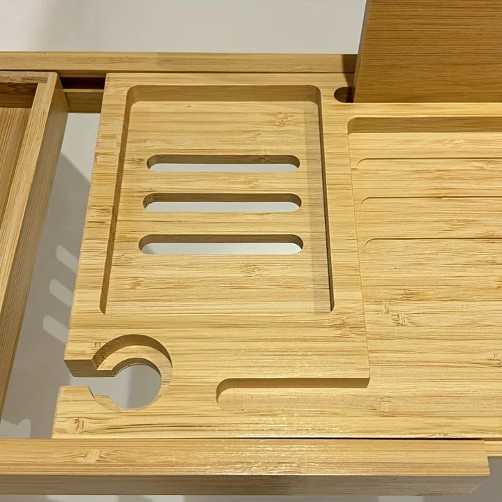 Bamboo Bathtub Tray Adjustable Expandable