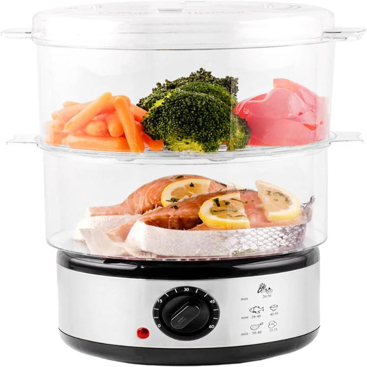 Electric Food Steamer Digital Timer 3-Tier 8Qt Capacity - Lenila
