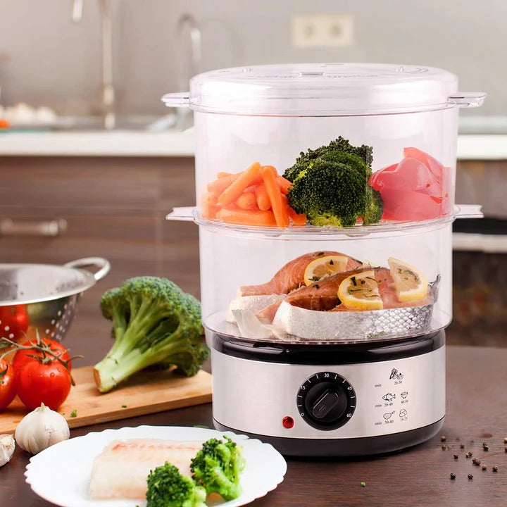 Electric Food Steamer Digital Timer 3-Tier 8Qt Capacity