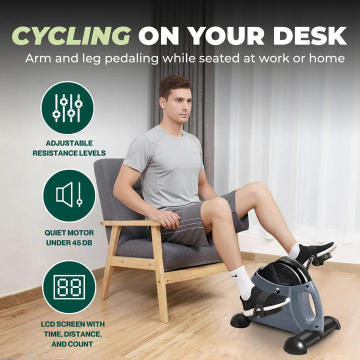 Compact Under Desk Pedal Exerciser Adjustable Resistance Digital