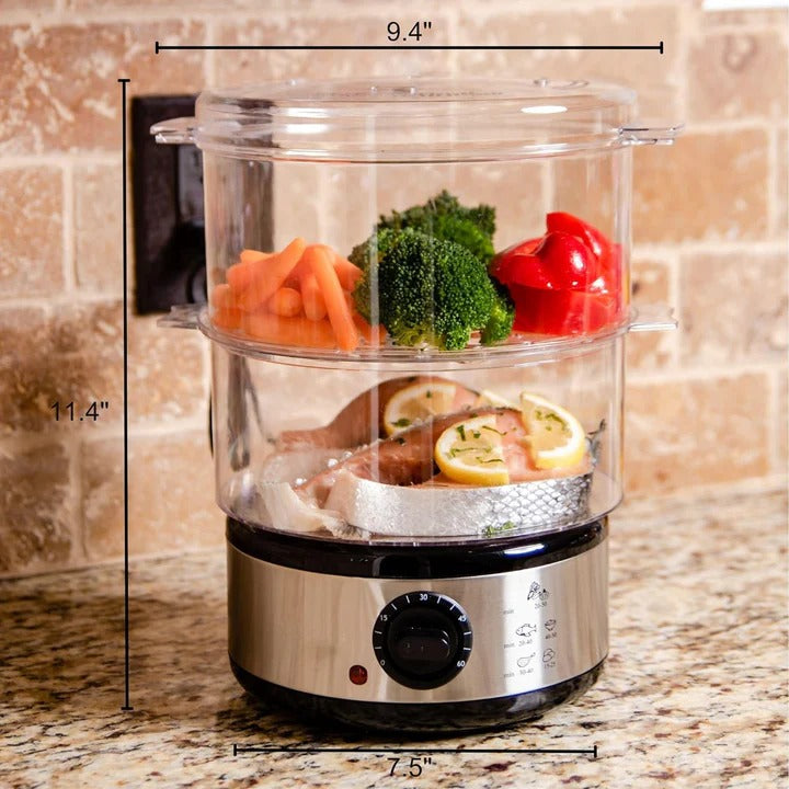 Electric Food Steamer Digital Timer 3-Tier 8Qt Capacity