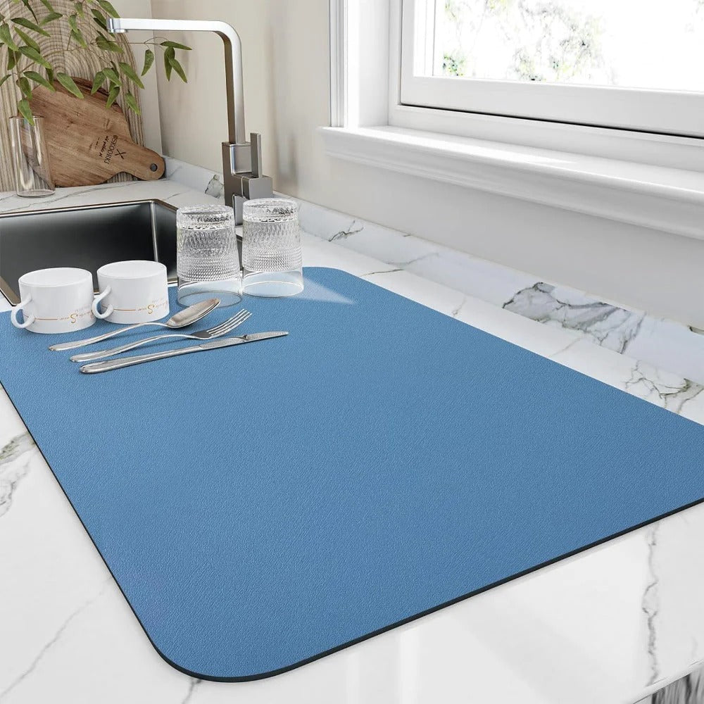 Absorbent Dish Drying Mat Microfiber Non-Slip Kitchen
