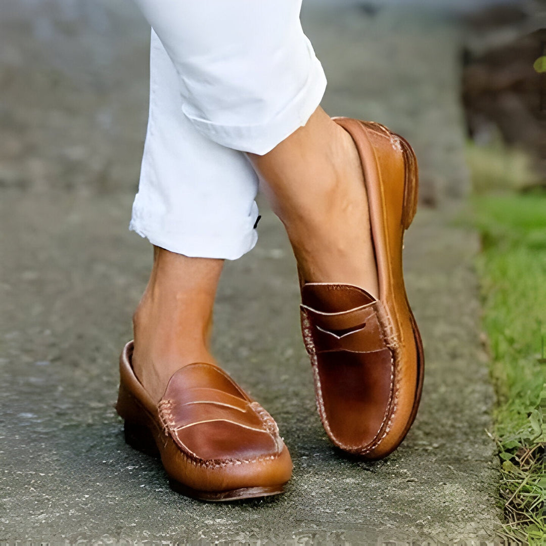 Womens Loafers PU Leather Slip-On Low Heel
