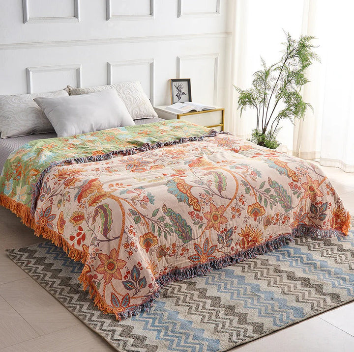 Cotton Blanket with Boho Pattern