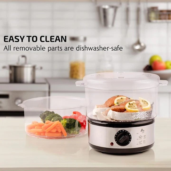 Electric Food Steamer Digital Timer 3-Tier 8Qt Capacity