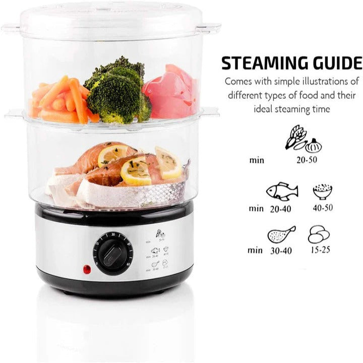Electric Food Steamer Digital Timer 3-Tier 8Qt Capacity