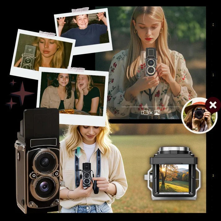 Vintage Style Twin Lens Reflex Camera Classic Design
