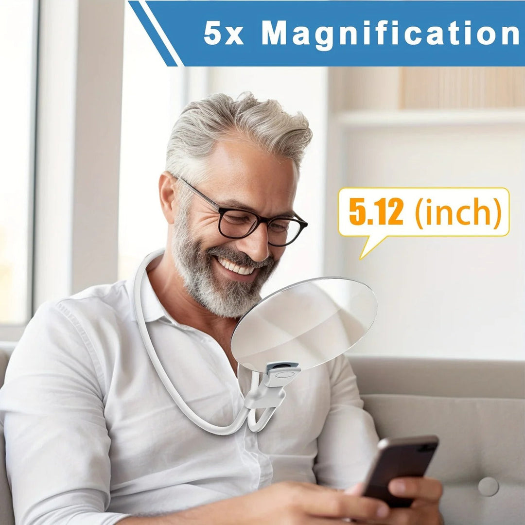 Hands- Magnifying Glass with Ergonomic Neck Strap 5X Magnification