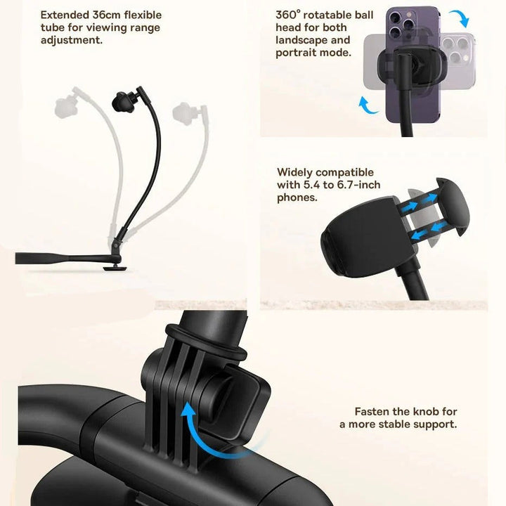 Wearable Phone Holder Flexible Arm Adjustable Rotation