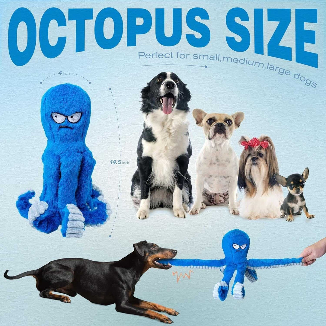 Dog Toy Durable Squeaky Octopus with Crinkle Texture