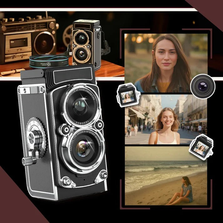 Vintage Style Twin Lens Reflex Camera Classic Design
