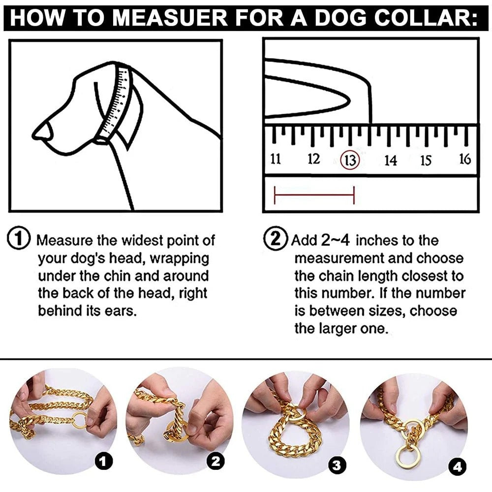 Adjustable Stainless Steel Dog Collar Chain