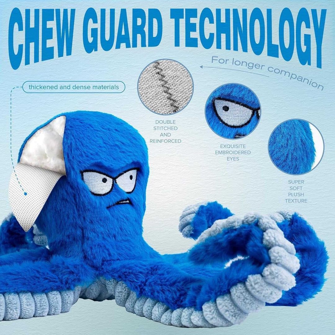 Dog Toy Durable Squeaky Octopus with Crinkle Texture