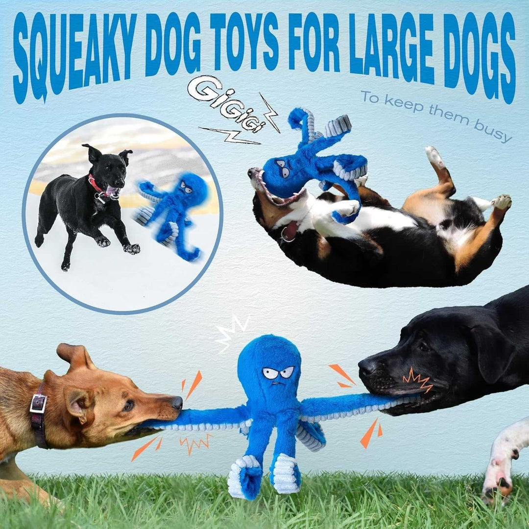 Dog Toy Durable Squeaky Octopus with Crinkle Texture