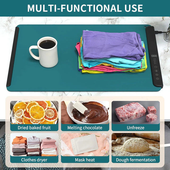 Electric Food Heating Mat Foldable with Auto Shutoff Feature