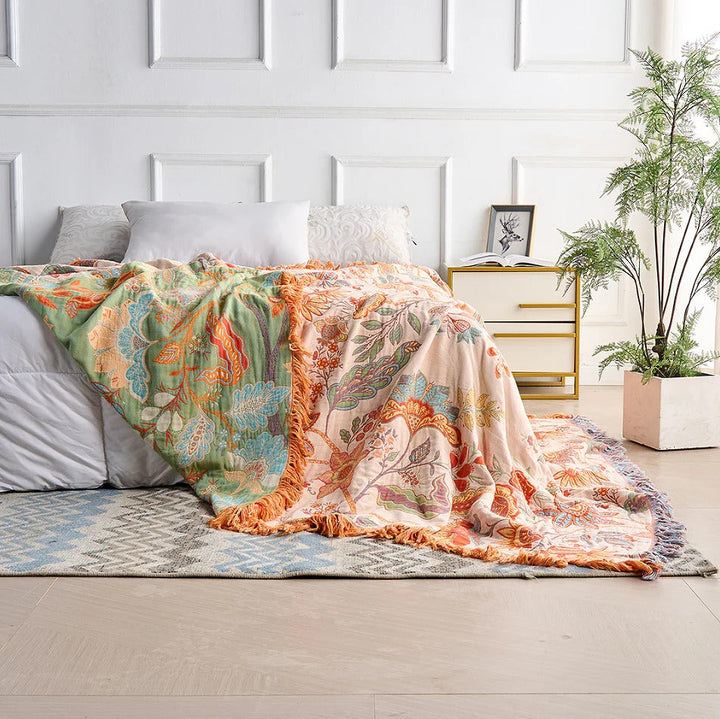 Cotton Blanket with Boho Pattern