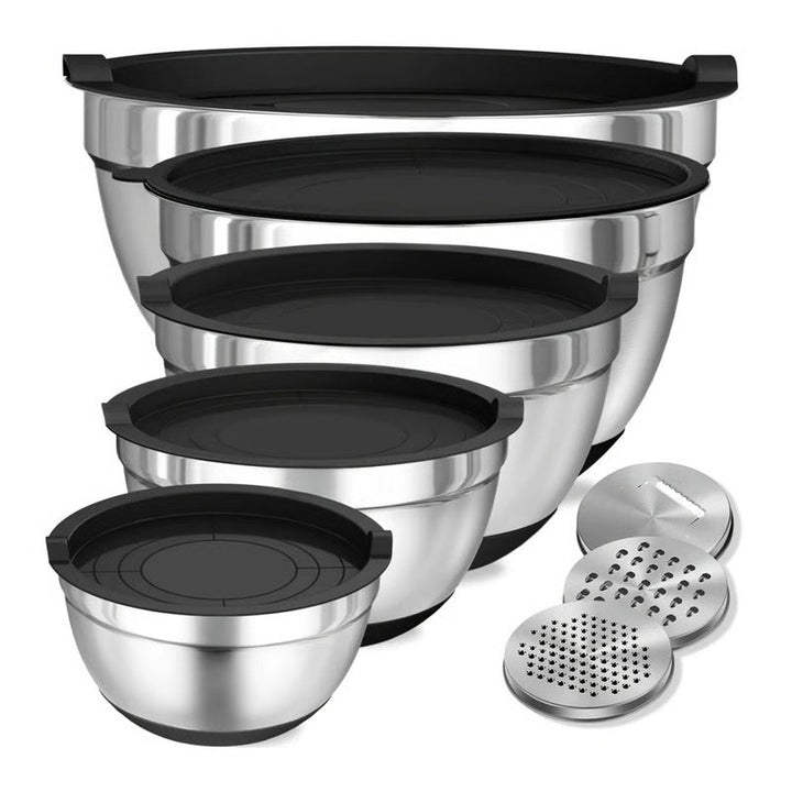 Stainless Steel Baking Bowl Set with Sealed Lids Non-Slip Base - Lenila