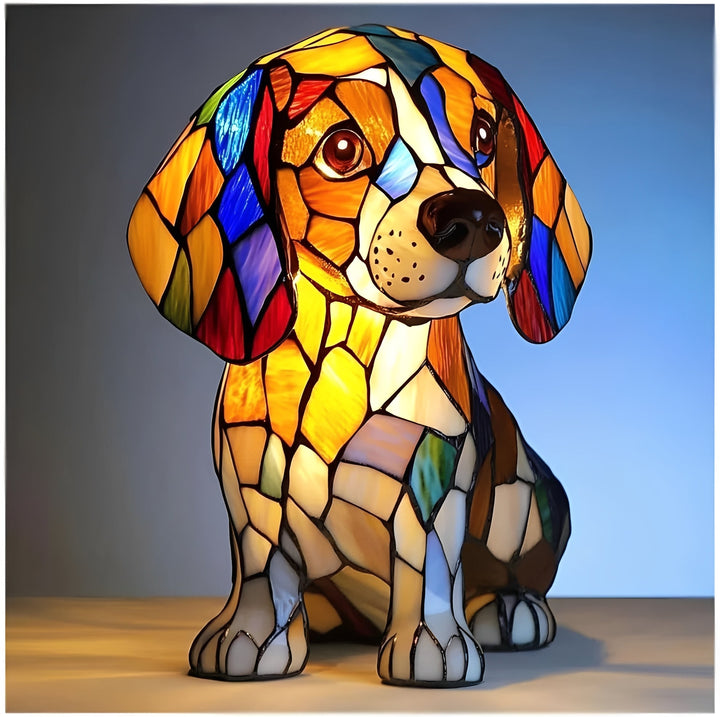 Bedside Lamp with Stained Glass Art Deco Design - Lenila