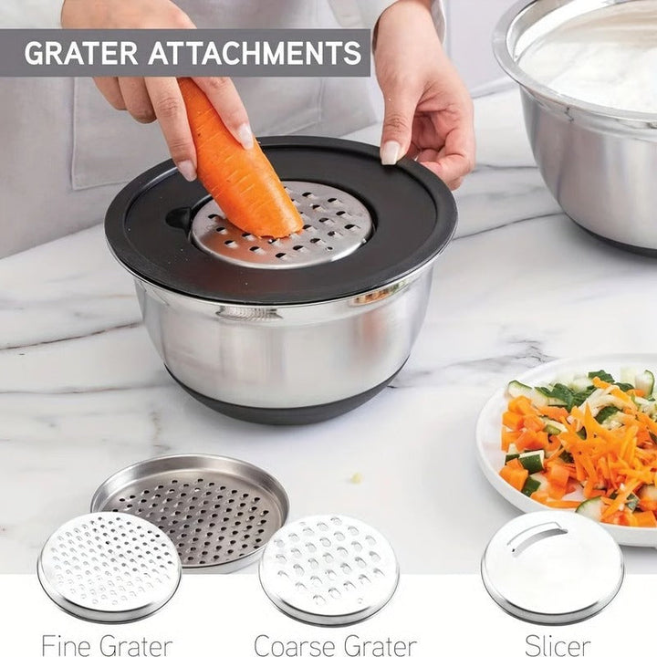 Stainless Steel Baking Bowl Set with Sealed Lids Non-Slip Base