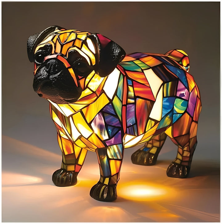 Bedside Lamp with Stained Glass Art Deco Design