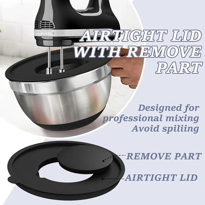 Stainless Steel Baking Bowl Set with Sealed Lids Non-Slip Base