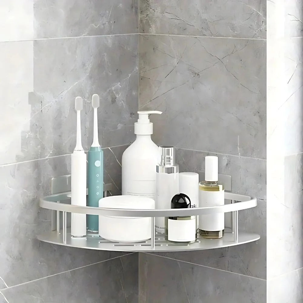 Bathroom Shower Caddy with Curved Corner Design