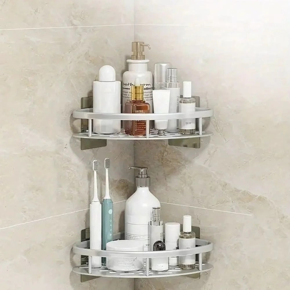 Bathroom Shower Caddy with Curved Corner Design