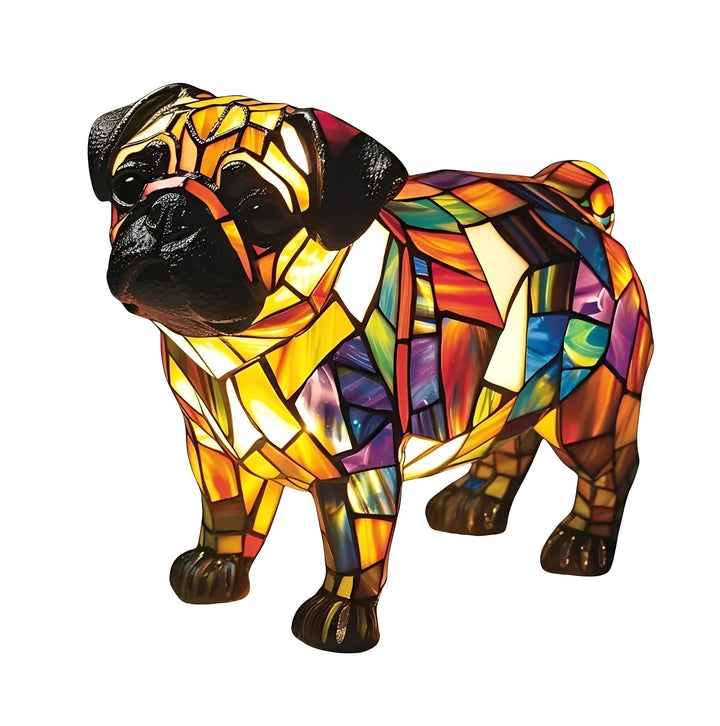 Bedside Lamp with Stained Glass Art Deco Design
