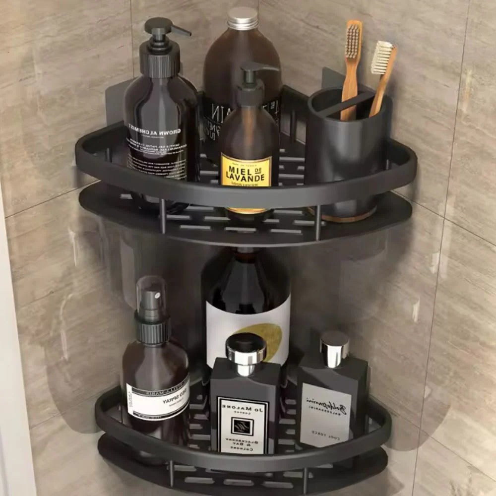 Bathroom Shower Caddy with Curved Corner Design