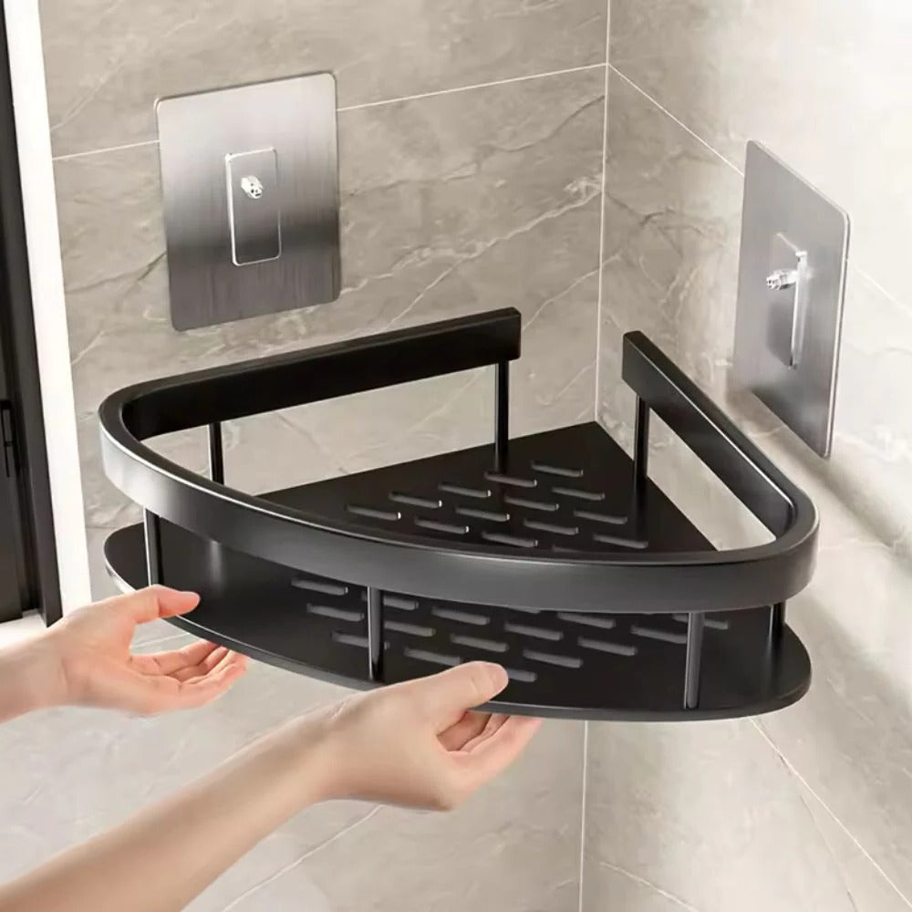 Bathroom Shower Caddy with Curved Corner Design