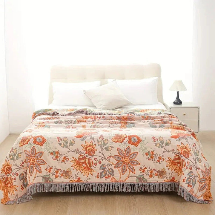 Cotton Blanket with Boho Pattern