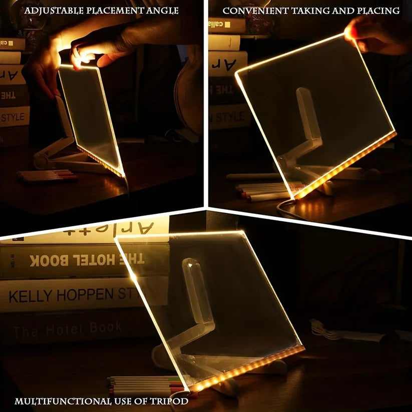 Kids USB Powered LED Acrylic Message Board Erasable Surface