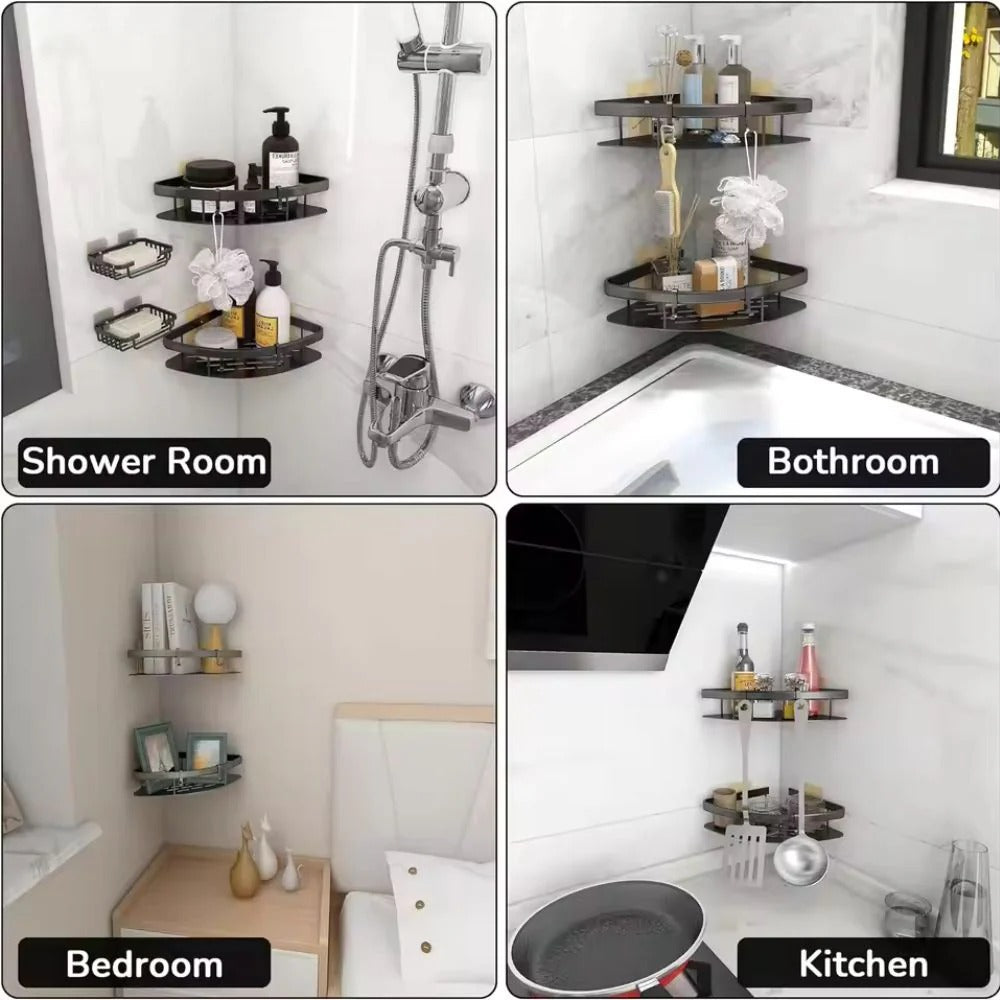 Aluminum Shower Caddy Adhesive Mount Removable Hook