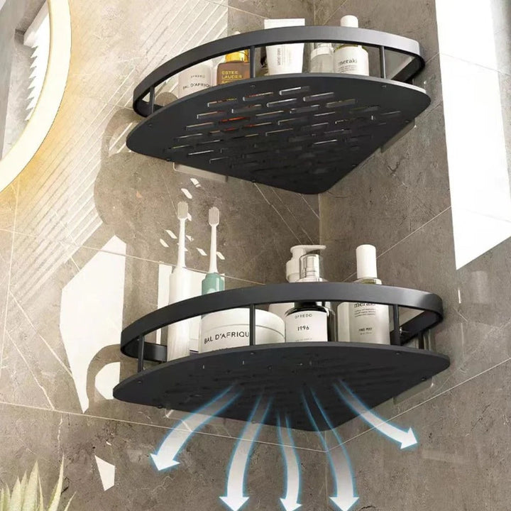 Bathroom Shower Caddy with Curved Corner Design
