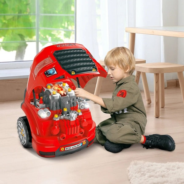 Kids Truck Engine Toy Set Plastic Interactive Play - Lenila