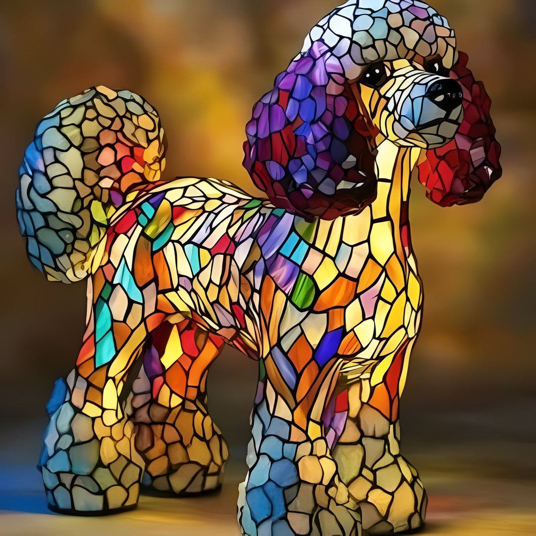 Bedside Lamp with Stained Glass Art Deco Design