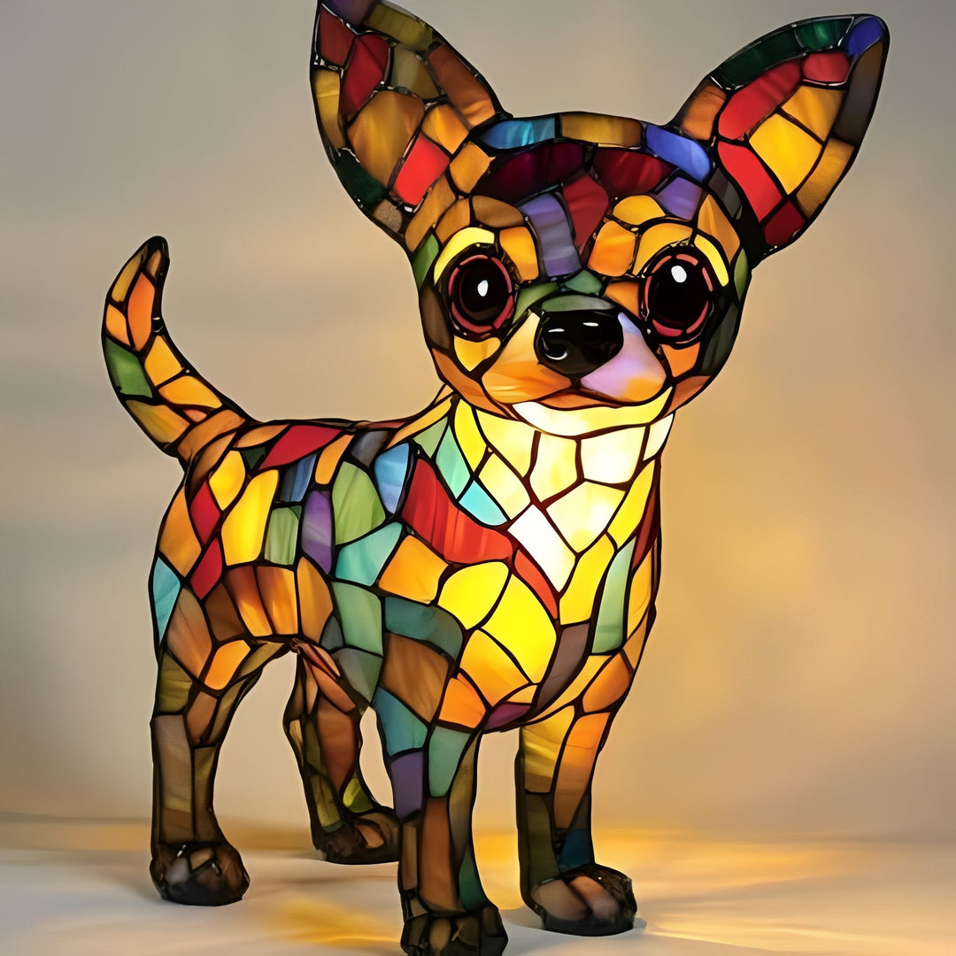 Bedside Lamp with Stained Glass Art Deco Design