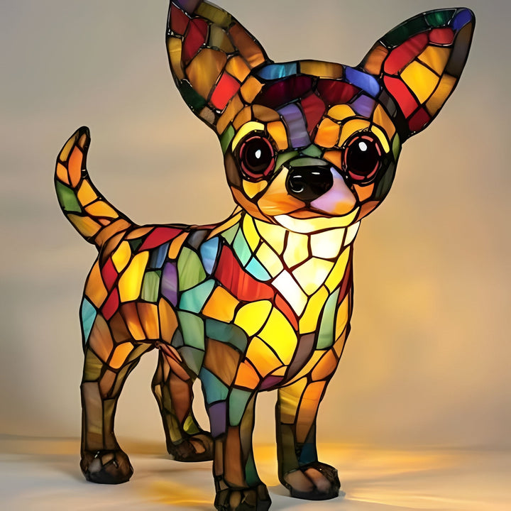 Bedside Lamp with Stained Glass Art Deco Design