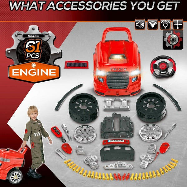 Kids Truck Engine Toy Set Plastic Interactive Play