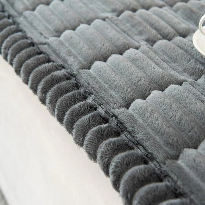Sofa Cover with Plush Fabric Pleated Edge Protective Fit
