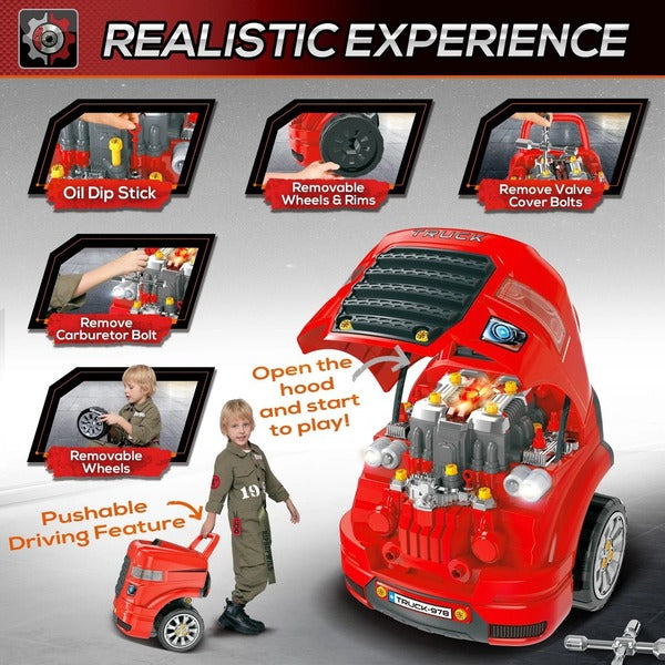 Kids Truck Engine Toy Set Plastic Interactive Play