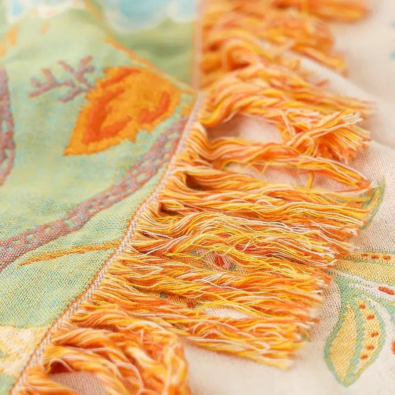 Cotton Blanket with Boho Pattern