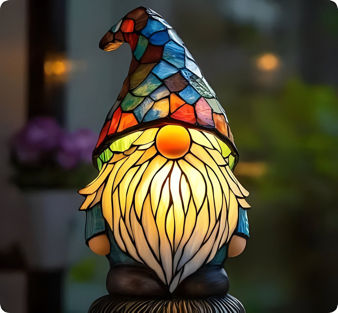 Bedside Lamp with Stained Glass Art Deco Design