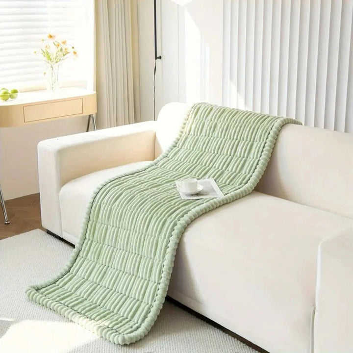 Sofa Cover with Plush Fabric Pleated Edge Protective Fit